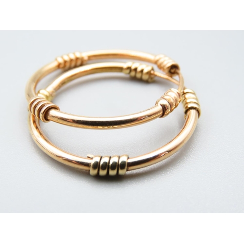 113 - Pair of 9 Carat Yellow Gold Ladies Hoop Earrings with Incised Detailing Each 3cm Diameter