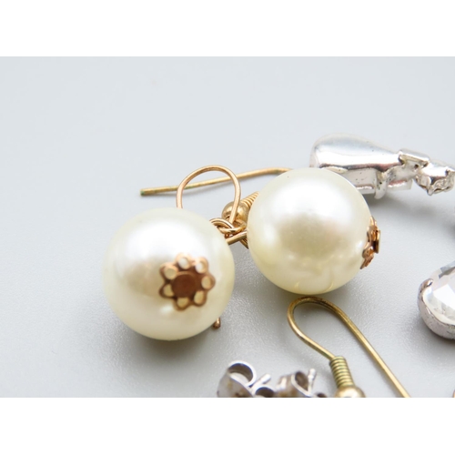 115 - Four Pairs of Ladies Earrings Three Pairs Pearl Set and One Cluster Necklace Pendant