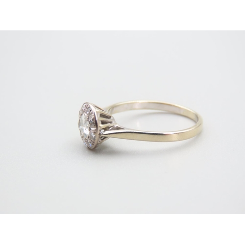 119 - Diamond Solitaire Ring with Further Halo Diamond Surround Mounted on 18 Carat White Gold Band Ring S... 