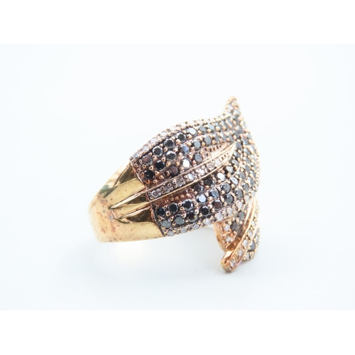 122 - Diamond Cluster Ring of Modernist Design Mounted on 9 Carat Yellow Gold Band Ring Size U