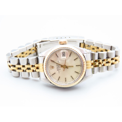 139 - Rolex Ladies Oyster Perpetual Datejust Bimetal Wristwatch President Bracelet Working Order