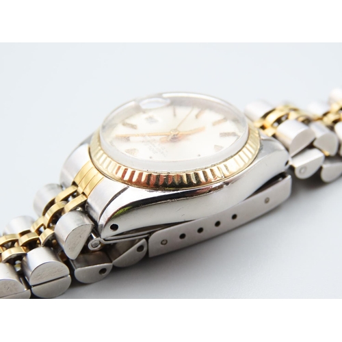 139 - Rolex Ladies Oyster Perpetual Datejust Bimetal Wristwatch President Bracelet Working Order