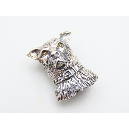 141 - Silver Canine Motif Ladies Broach 3cm High