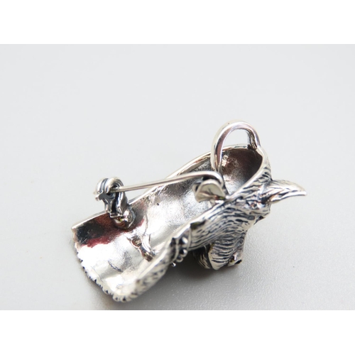 141 - Silver Canine Motif Ladies Broach 3cm High