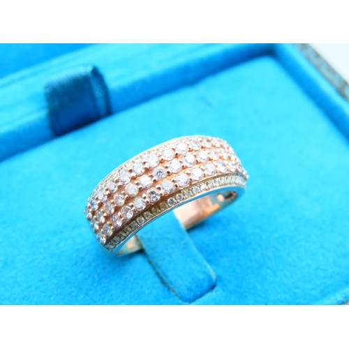 142 - Tri Band 14 Carat Rose Gold Ladies Diamond Ring Size M