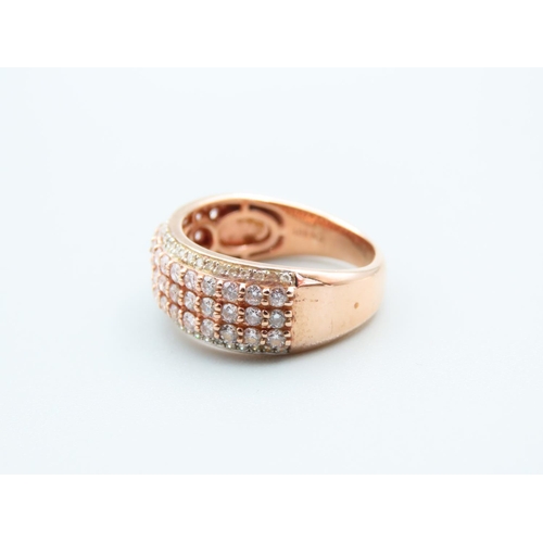 142 - Tri Band 14 Carat Rose Gold Ladies Diamond Ring Size M