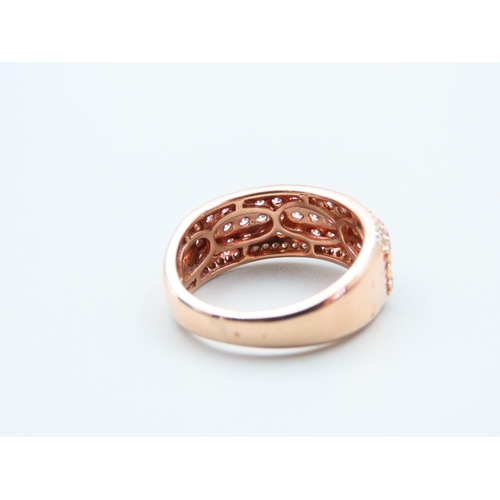 142 - Tri Band 14 Carat Rose Gold Ladies Diamond Ring Size M