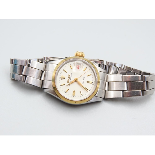 143 - Rolex Ladydate Oyster Perpetual Wristwatch Bimetal Bracelet Gold Bessel Working Order