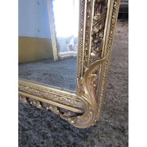 1454 - Matching Large Gilded Rectangular Form Wall Mirror with Upper Cartouche and Cherub Motif Decoration ... 