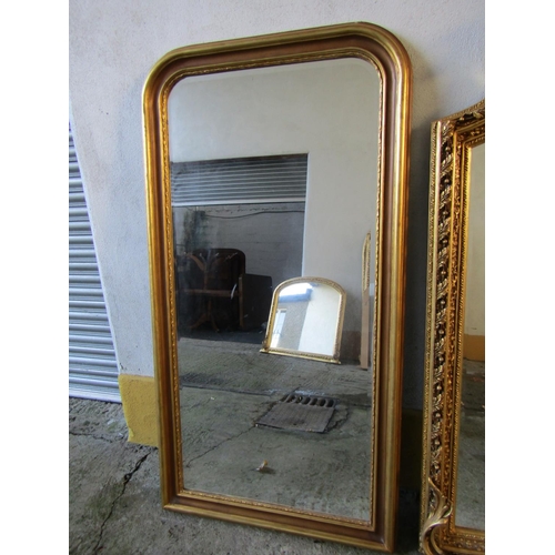 1455 - French Gilded Rectangular Form Wall Mirror Restrained Design Approximately 6ft High x 2ft 6 Inches W... 