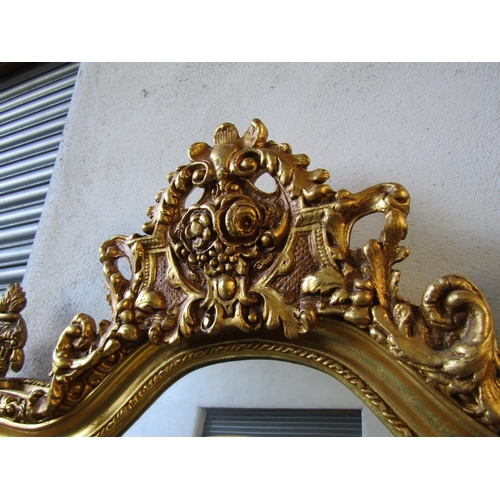 1457 - Large Gilded Rectangular Form Wall Mirror Approximately 6ft 10 Inches High Upper Cartouche and Urn F... 