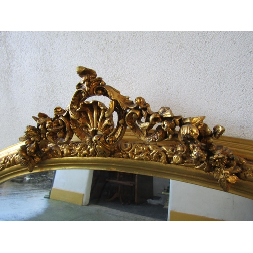 1459 - Gilded Over Mantle Mirror Upper Cartouche Decoration Approximately 5ft 4 Inches High x 4ft 6 Inches ... 