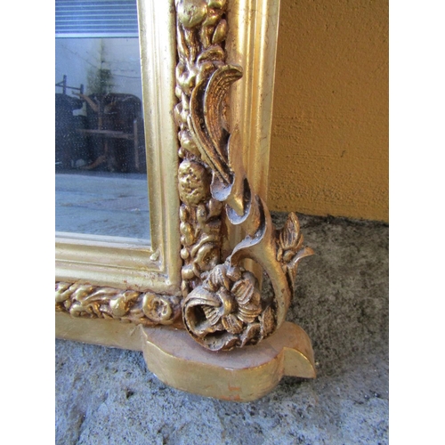 1459 - Gilded Over Mantle Mirror Upper Cartouche Decoration Approximately 5ft 4 Inches High x 4ft 6 Inches ... 