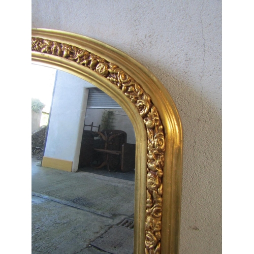 1459 - Gilded Over Mantle Mirror Upper Cartouche Decoration Approximately 5ft 4 Inches High x 4ft 6 Inches ... 