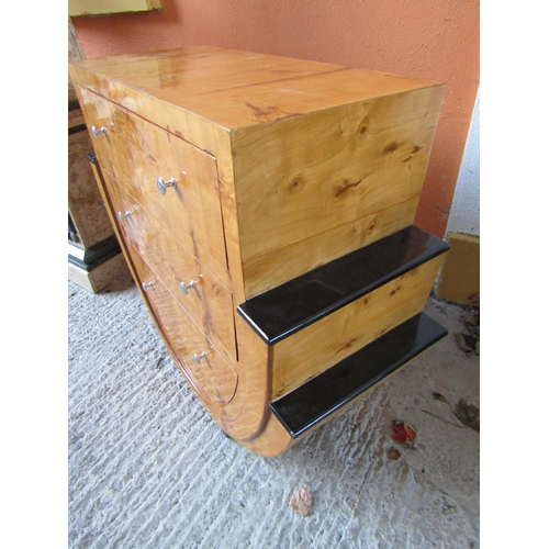 1460 - Maple Shaped Form Chest of Three Long Drawers Ebony Stepped Side Decoration Approximately 36 Inches ... 