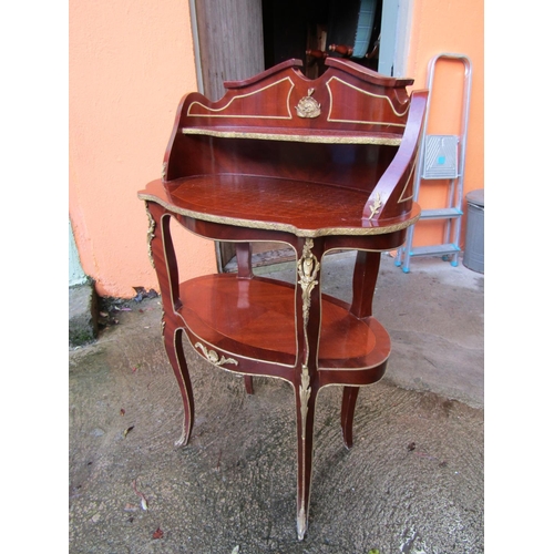 1464 - French Kingswood Ormolu Mounted Two Tier Side Table Desk with Undertier Shaped Form Supports Approxi... 