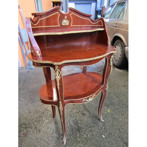 1464 - French Kingswood Ormolu Mounted Two Tier Side Table Desk with Undertier Shaped Form Supports Approxi... 