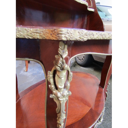 1464 - French Kingswood Ormolu Mounted Two Tier Side Table Desk with Undertier Shaped Form Supports Approxi... 