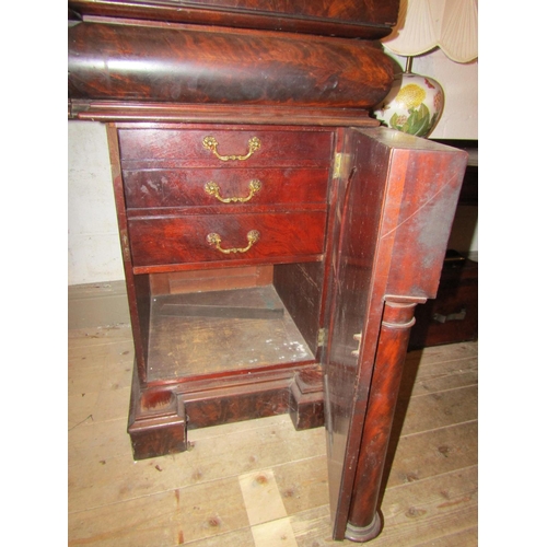 1468 - William IV Figured Mahogany Architectural Form Twin Pedestal Side Board of Imposing Proportions Appr... 