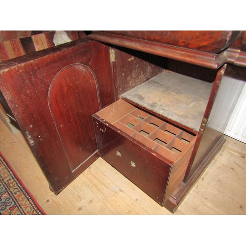 1468 - William IV Figured Mahogany Architectural Form Twin Pedestal Side Board of Imposing Proportions Appr... 