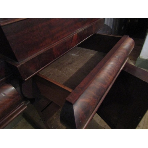 1468 - William IV Figured Mahogany Architectural Form Twin Pedestal Side Board of Imposing Proportions Appr... 