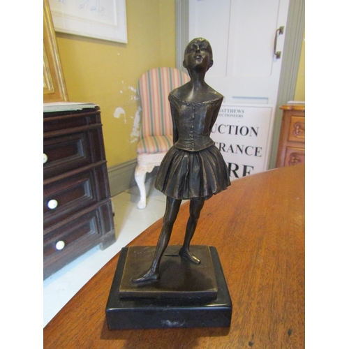 1469 - Bronze Sculpture Standing Ballerina Mounted on Rectangular Form Marble Base Signed Degas Approximate... 