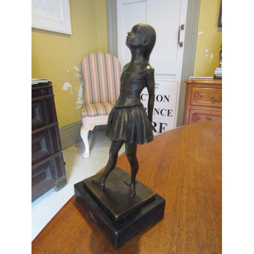 1469 - Bronze Sculpture Standing Ballerina Mounted on Rectangular Form Marble Base Signed Degas Approximate... 