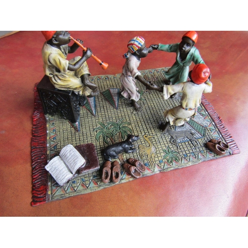 1473 - Austrian Cold Painted Bronze Playful Dancing Figures with Lute Playing Musician Approximately 5 Inch... 