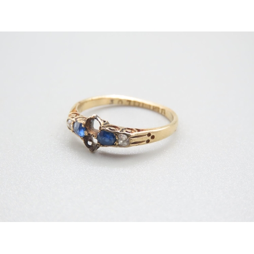 15 - Sapphire and Diamond Ladies Ring Mounted on 18 Carat Gold Band Ring Size N