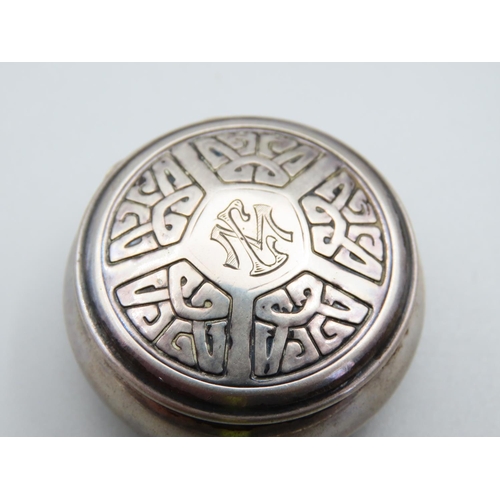 150 - Silver Pillbox Circular Form Incised Detailing to Cover Gilded Interior 4cm Diameter