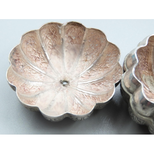 151 - Silver Melon Form Jar with Cover Incised Detailing Throughout 6cm Diameter