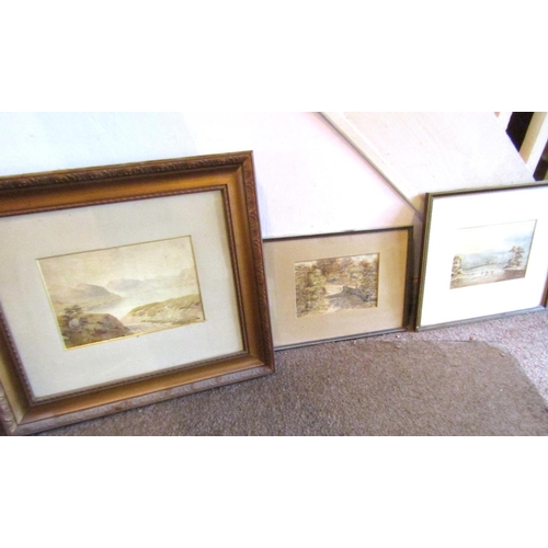 Three Antique Watercolours Landscapes Largest Approximately 8 Inches High x 10 Inches Wide