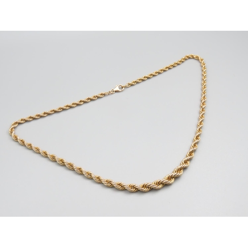 162 - 18 Carat Yellow Gold Rope Twist Ladies Necklace Graduated Form 46cm Long Weight 19.7 Grams