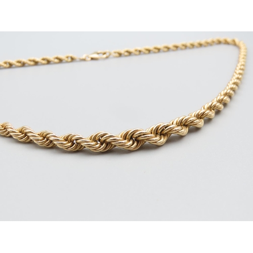 162 - 18 Carat Yellow Gold Rope Twist Ladies Necklace Graduated Form 46cm Long Weight 19.7 Grams