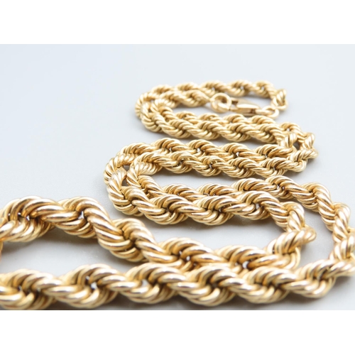 162 - 18 Carat Yellow Gold Rope Twist Ladies Necklace Graduated Form 46cm Long Weight 19.7 Grams