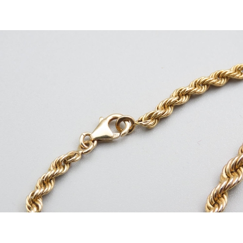 162 - 18 Carat Yellow Gold Rope Twist Ladies Necklace Graduated Form 46cm Long Weight 19.7 Grams