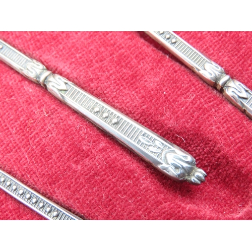 163 - Set of Twelve Antique Silver Teaspoons Contained within Original Red Moroccan Leather Clad Presentat... 