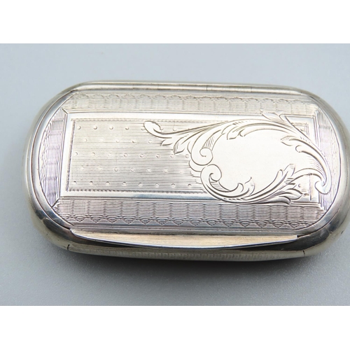 170 - Silver Snuffbox Hinged Cover Incised Detailing Throughout 8cm Wide x 5cm Deep