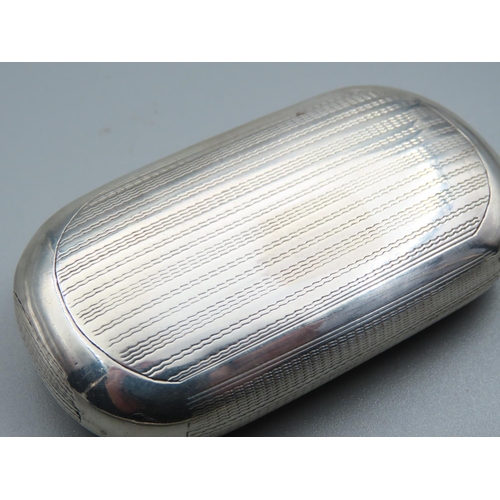 170 - Silver Snuffbox Hinged Cover Incised Detailing Throughout 8cm Wide x 5cm Deep