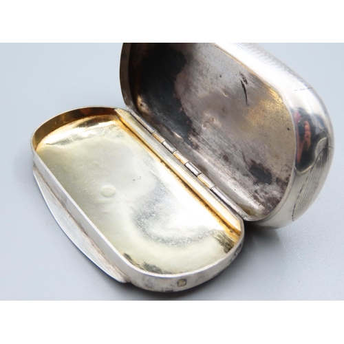 170 - Silver Snuffbox Hinged Cover Incised Detailing Throughout 8cm Wide x 5cm Deep