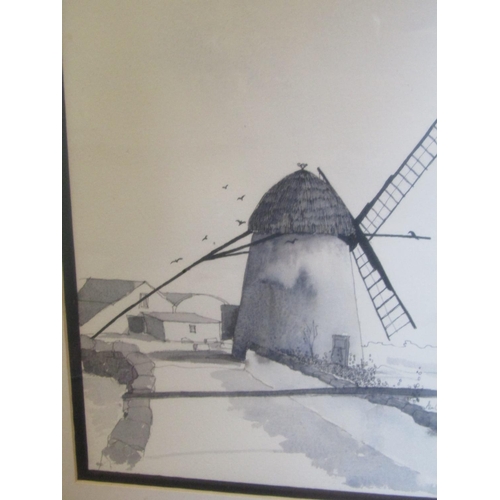 1714 - Ann O'Clery Tacunshane Windmill Sepia Drawing Approximately 14 Inches High  x 10 Inches Wide