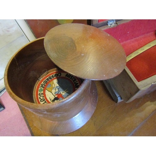 1723 - Mahogany Cased Box with Another and Circular Form Tobacco Jar Three Pieces in Lot