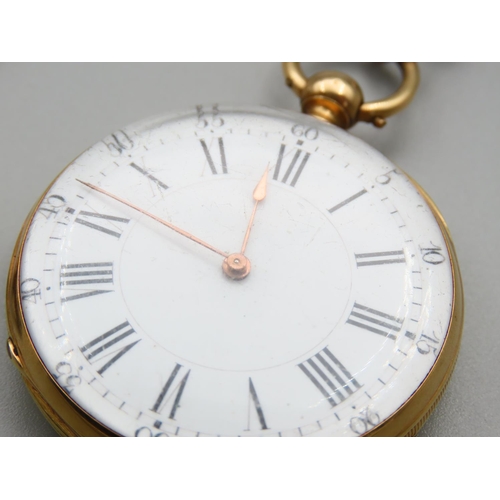 173 - 14 Carat Gold Cased Pocket Watch Roman Numeral Decorated Dial with Rose Gold Filled Link Pocket Chai... 