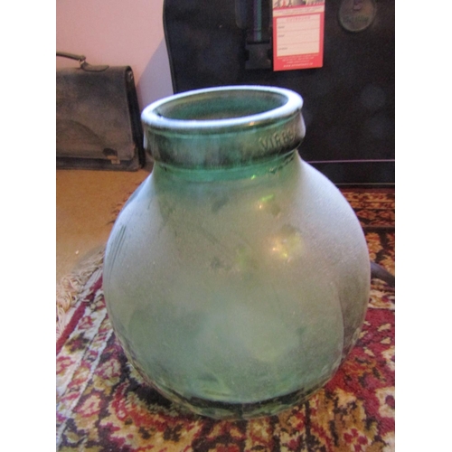 1737 - Large Green Glass Globe Form Bottle Approximately 15 Inches High