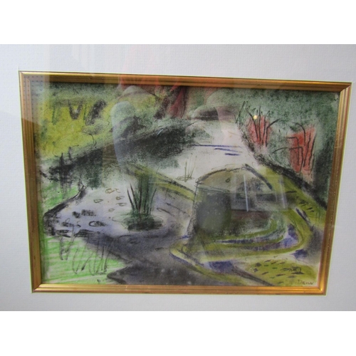 1754 - Nora McGuinness Lough Dan Signed with Monogram Crayon and Watercolour 9 Inches High x 11 Inches Wide... 