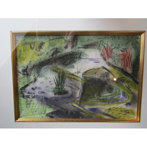 1754 - Nora McGuinness Lough Dan Signed with Monogram Crayon and Watercolour 9 Inches High x 11 Inches Wide... 