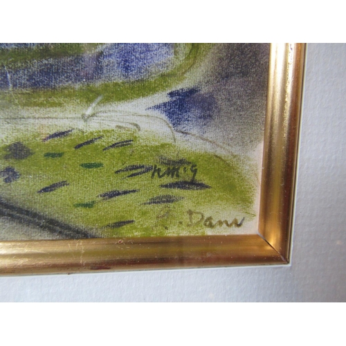 1754 - Nora McGuinness Lough Dan Signed with Monogram Crayon and Watercolour 9 Inches High x 11 Inches Wide... 