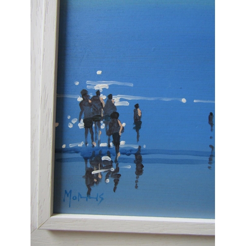 1755 - John Morris At the Beach Oil on Board 9 Inches High x 9 Inches Wide Approximately Signed