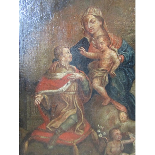 1756 - Old Master Continental School Virgin and Child Oil on Canvas Approximately 20 Inches High x 18 Inche... 