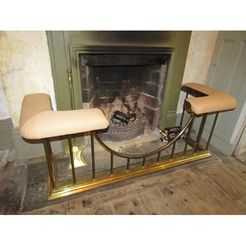 1768 - Antique Cast Brass Club Vendor with Upholstered Side Seats 5ft Total Width Sides 18 Inches Deep Heig... 